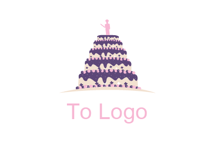 5 tier or layer cake with a figurine logo