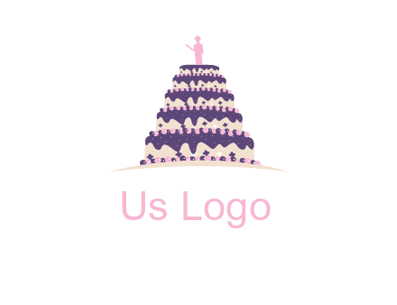 5 tier or layer cake with a figurine logo
