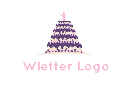 5 tier or layer cake with a figurine logo