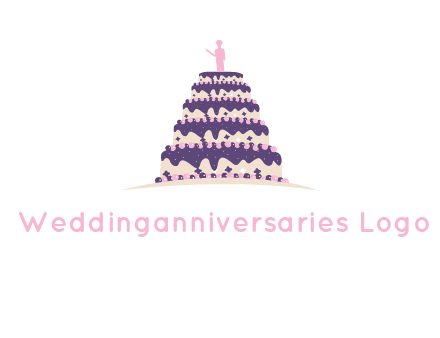 5 tier or layer cake with a figurine logo