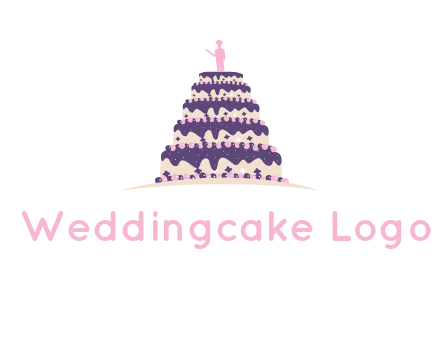 5 tier or layer cake with a figurine logo