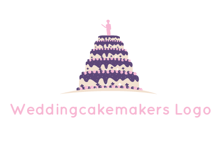 5 tier or layer cake with a figurine logo