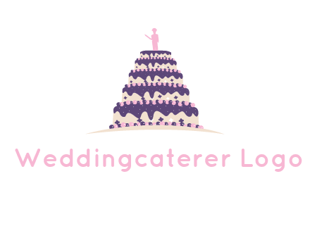 5 tier or layer cake with a figurine logo