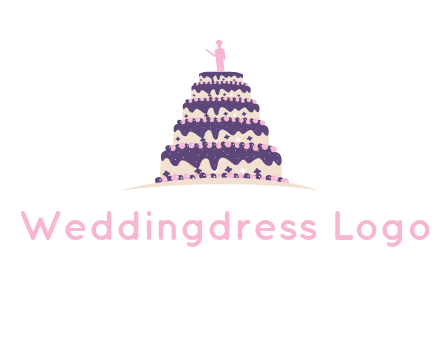5 tier or layer cake with a figurine logo