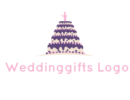 5 tier or layer cake with a figurine logo