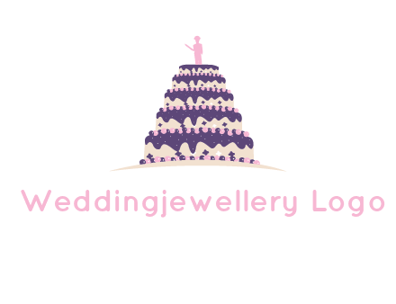 5 tier or layer cake with a figurine logo