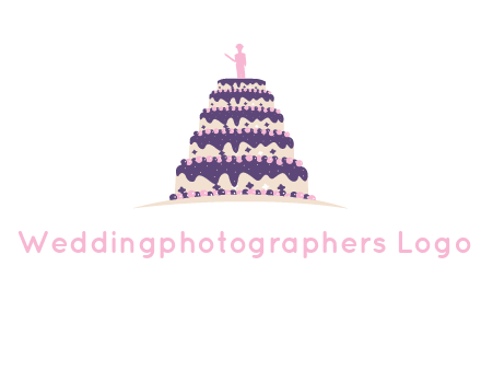 5 tier or layer cake with a figurine logo