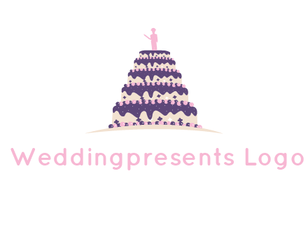 5 tier or layer cake with a figurine logo