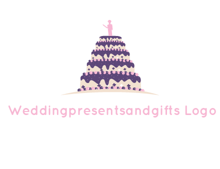 5 tier or layer cake with a figurine logo