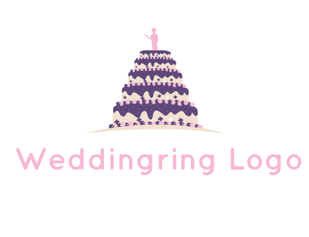 5 tier or layer cake with a figurine logo