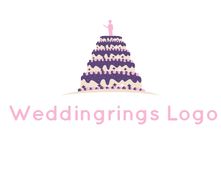 5 tier or layer cake with a figurine logo