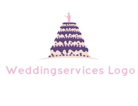 5 tier or layer cake with a figurine logo