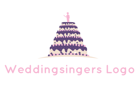 5 tier or layer cake with a figurine logo
