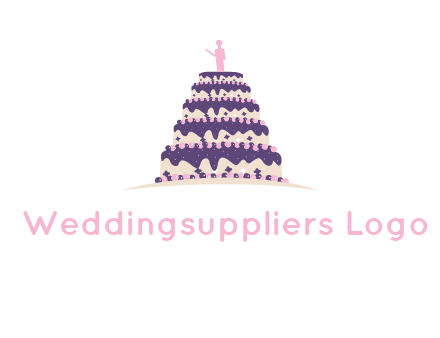 5 tier or layer cake with a figurine logo