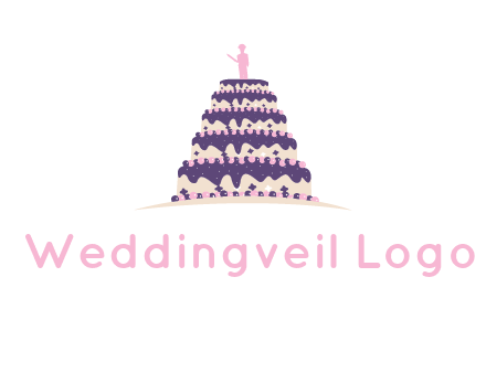 5 tier or layer cake with a figurine logo