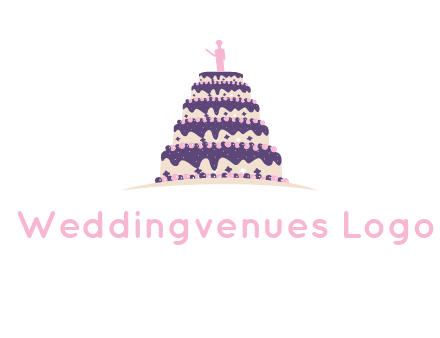 5 tier or layer cake with a figurine logo