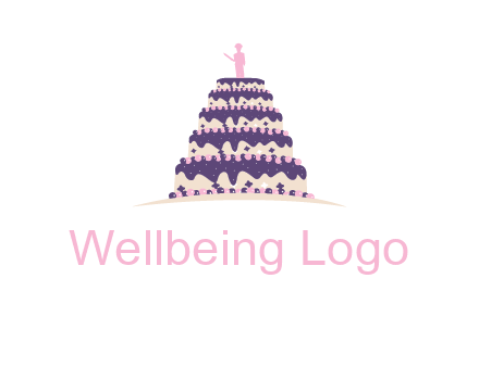 5 tier or layer cake with a figurine logo