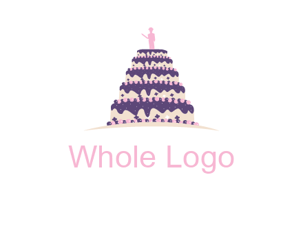 5 tier or layer cake with a figurine logo