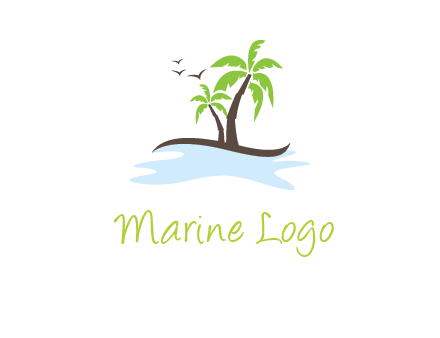 island with palm trees logo