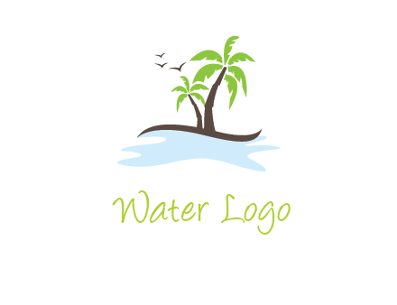 island with palm trees logo