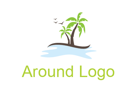 island with palm trees logo