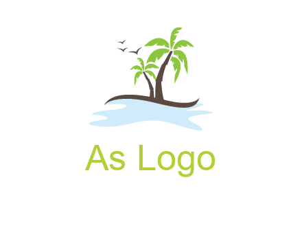 island with palm trees logo