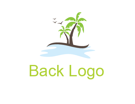 island with palm trees logo