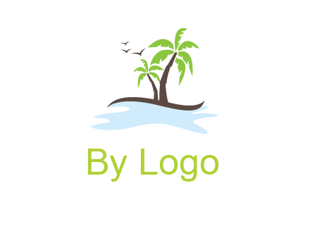 island with palm trees logo