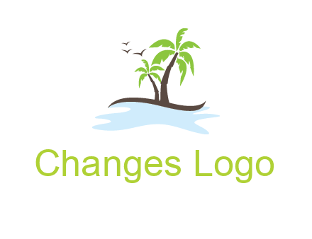 island with palm trees logo
