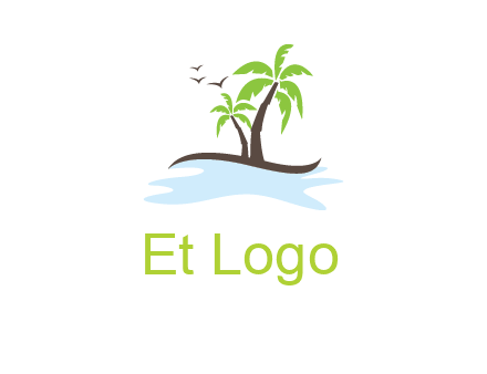 island with palm trees logo