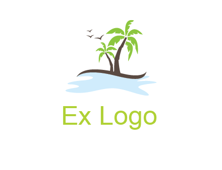 island with palm trees logo