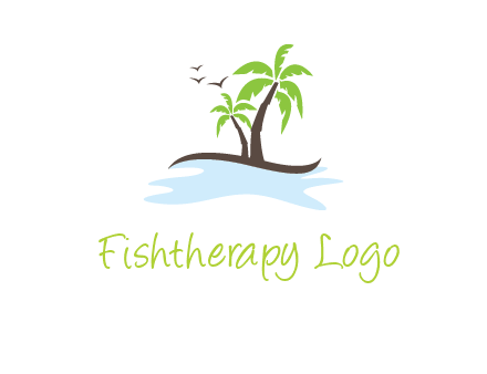island with palm trees logo