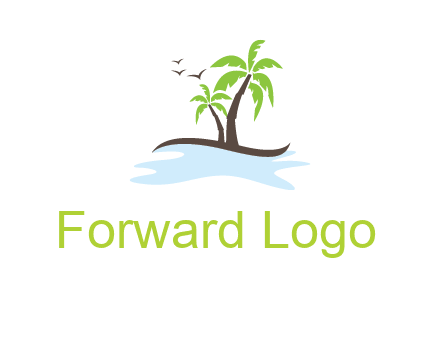 island with palm trees logo