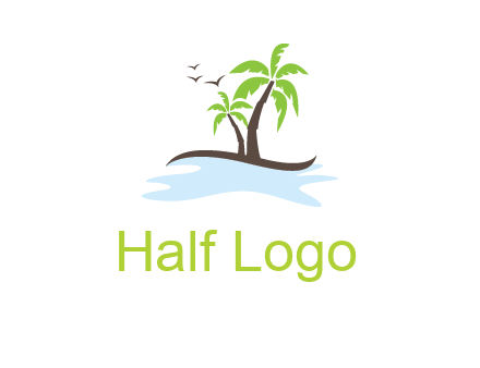 island with palm trees logo