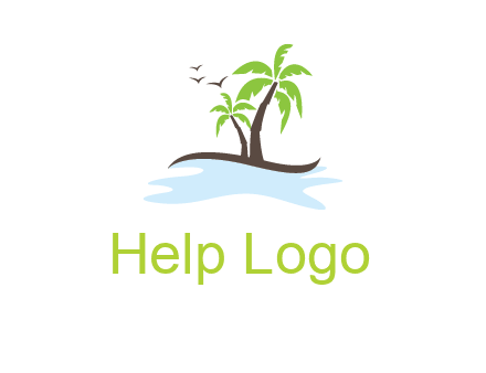 island with palm trees logo