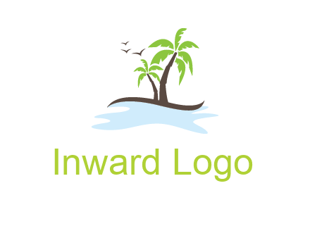 island with palm trees logo