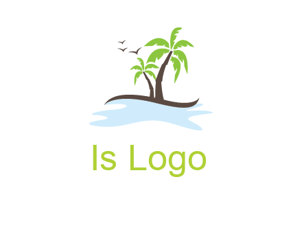 island with palm trees logo