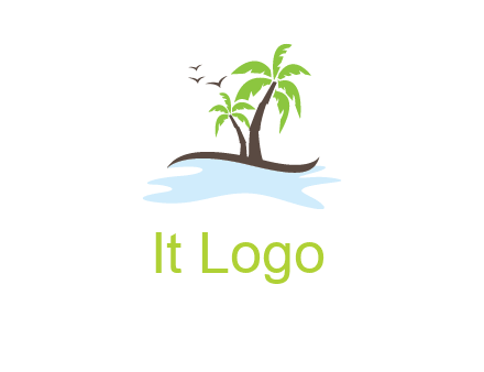 island with palm trees logo