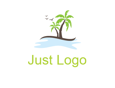 island with palm trees logo
