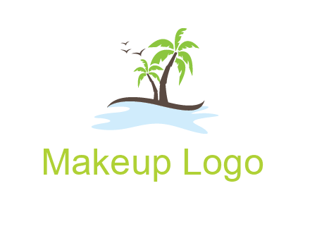 island with palm trees logo