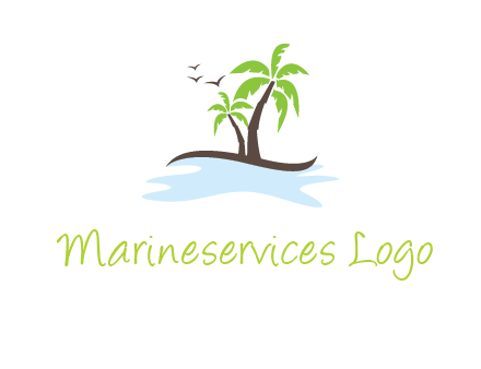 island with palm trees logo