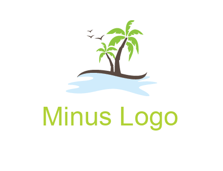 island with palm trees logo