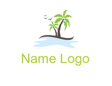 island with palm trees logo