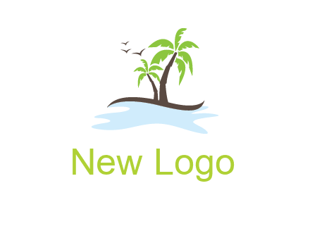 island with palm trees logo