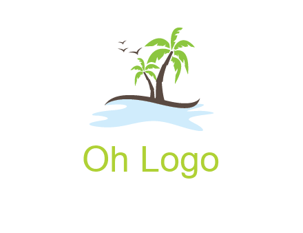 island with palm trees logo