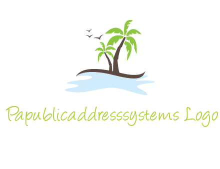 island with palm trees logo