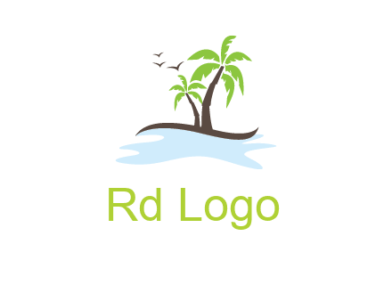 island with palm trees logo