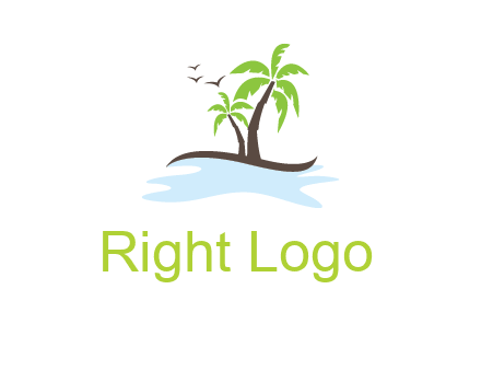 island with palm trees logo