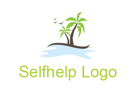 island with palm trees logo