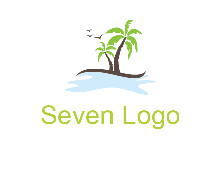 island with palm trees logo